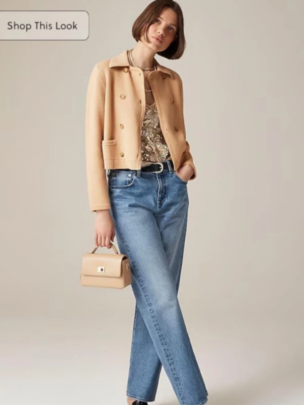 J. Crew NWT Marielle Crop Cardigan Jacket Size Medium Knit Cotton In Camel Tan